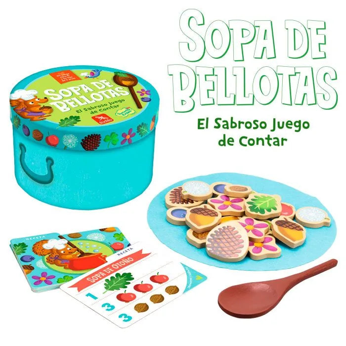 Juego de Mesa Sopa de Bellotas - Ludilo (Mi Primer Juego Educativo desde 2 Años)