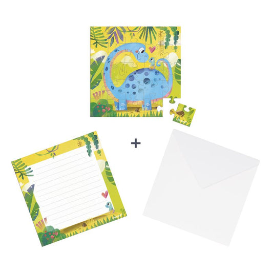 Tarjeta Puzle Mamá Dinosaurio y su Bebé