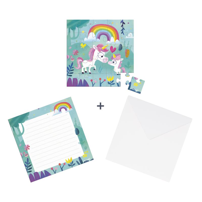 TARJETA PUZLE MAMA UNICORNIO Y SU BEBE