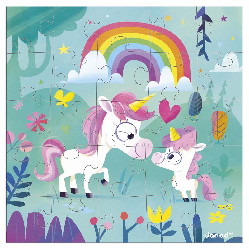 TARJETA PUZLE MAMA UNICORNIO Y SU BEBE