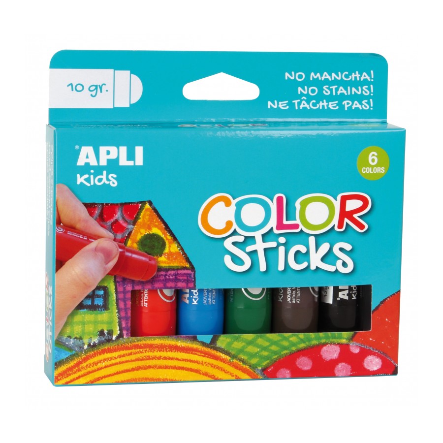 Témperas Sólidas Color Sticks APLI Kids (Pack 6) | Sin Tóxicos