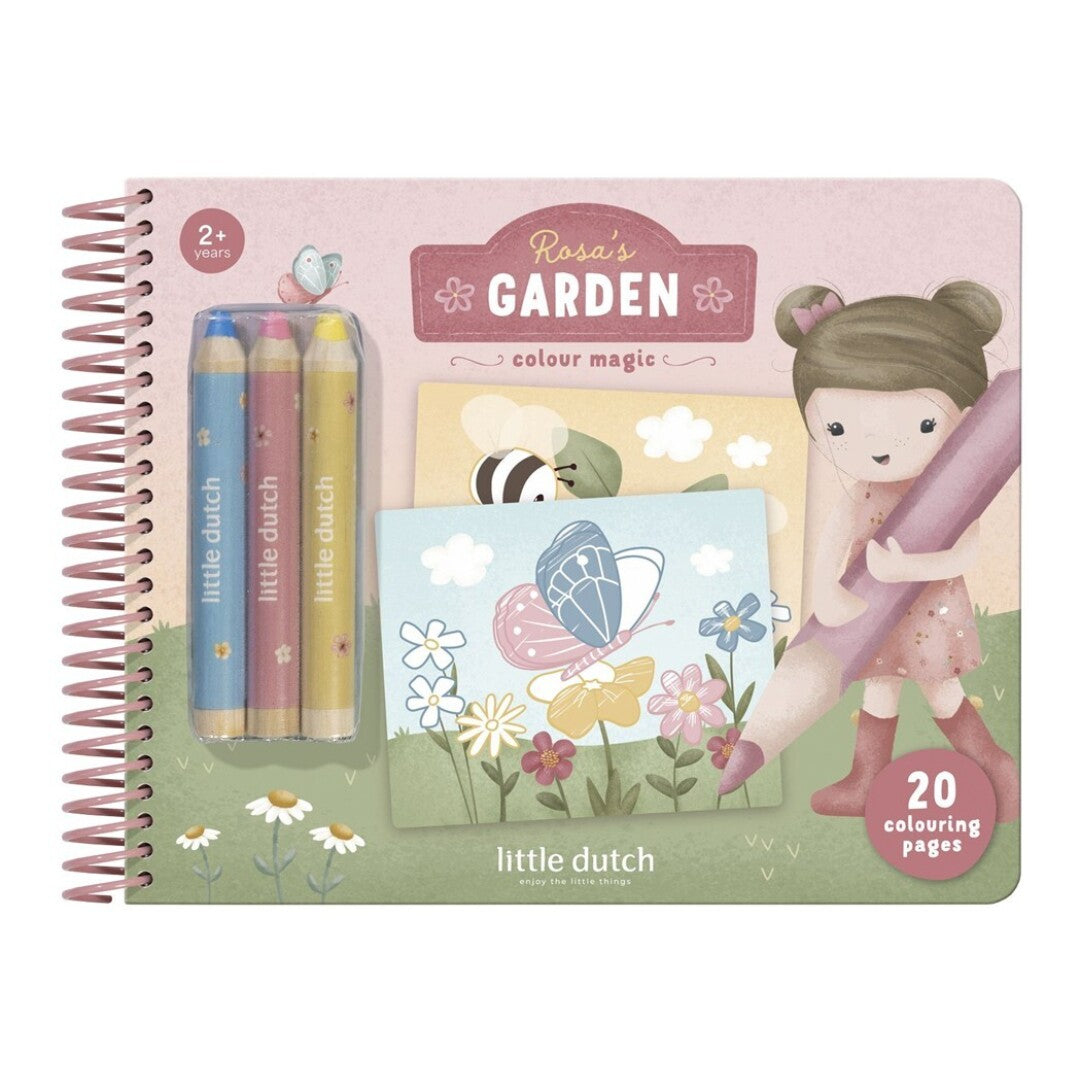 LIBRO MÁGICO JARDÍN DE ROSA CON LÁPICES