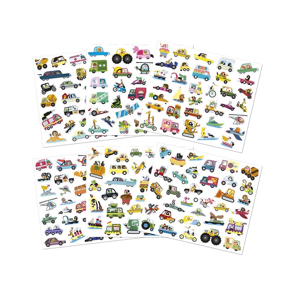 200 PEGATINAS EN HOJAS - VEHICULOS