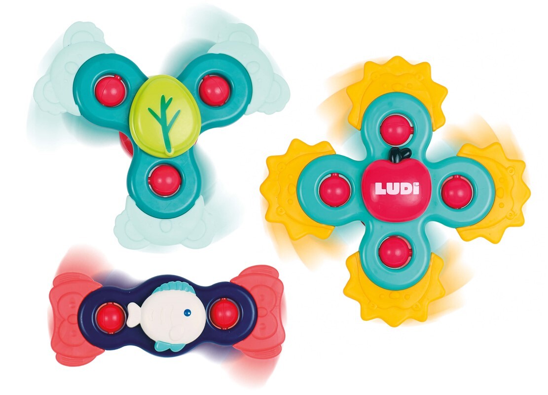 Conjunto de 3 Baby Spinners Sensoriales Ludi – ¡Diversión giratoria en cualquier lugar!