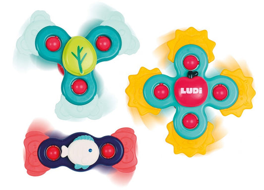 Conjunto de 3 Baby Spinners Sensoriales Ludi – ¡Diversión giratoria en cualquier lugar!