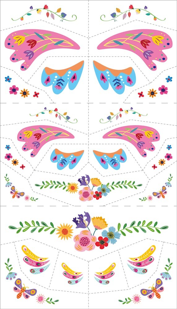 Pegatinas Faciales y Tatuajes Mundo Jardín de Fantasía